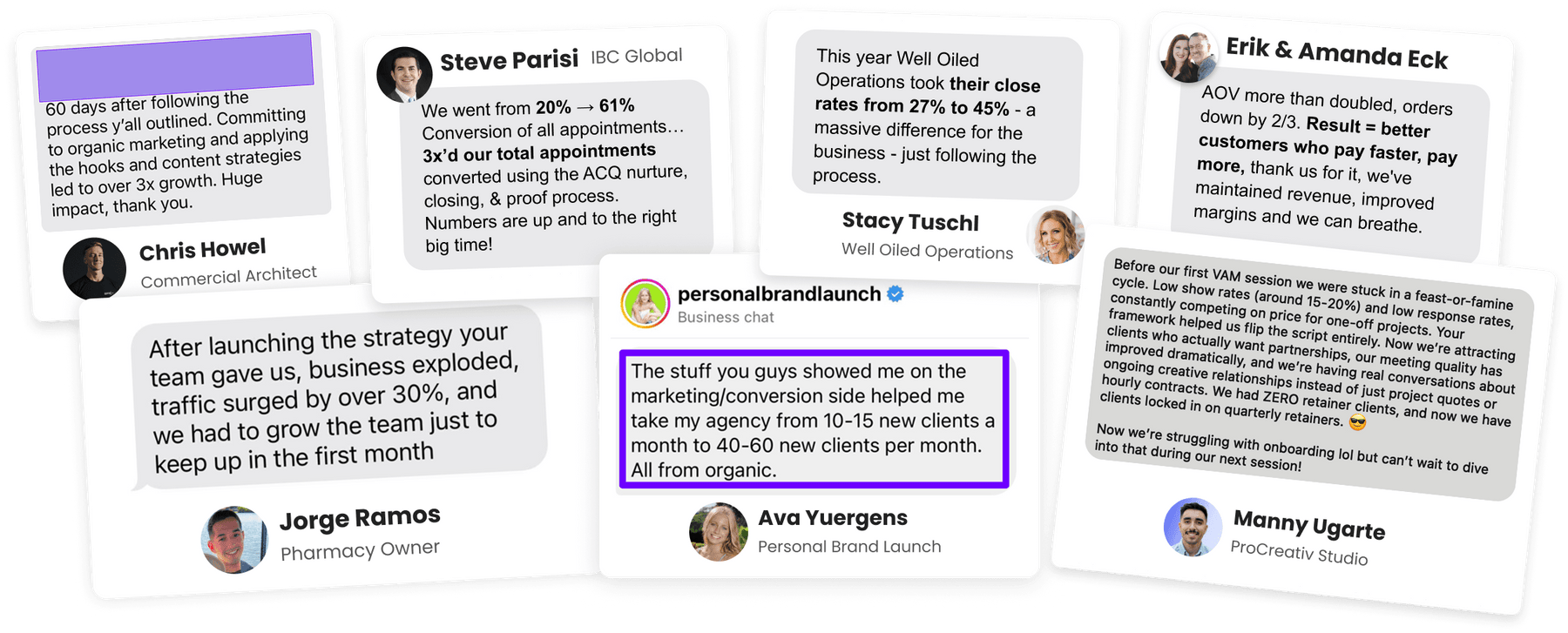 Customer results and testimonials